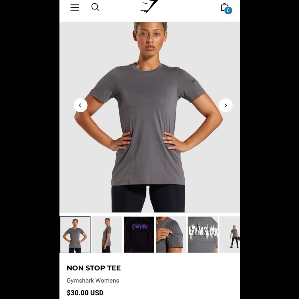 Gymshark - Non stop tee - Large - Gray